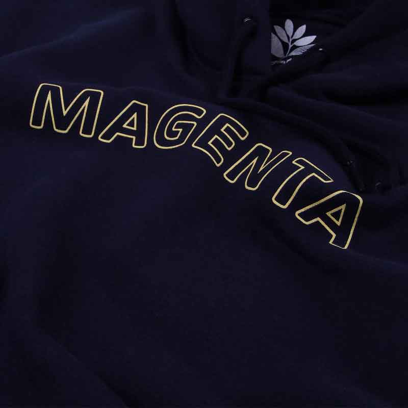 Magenta Script Outline Hooded Sweatshirt Dark Navy  Magenta   