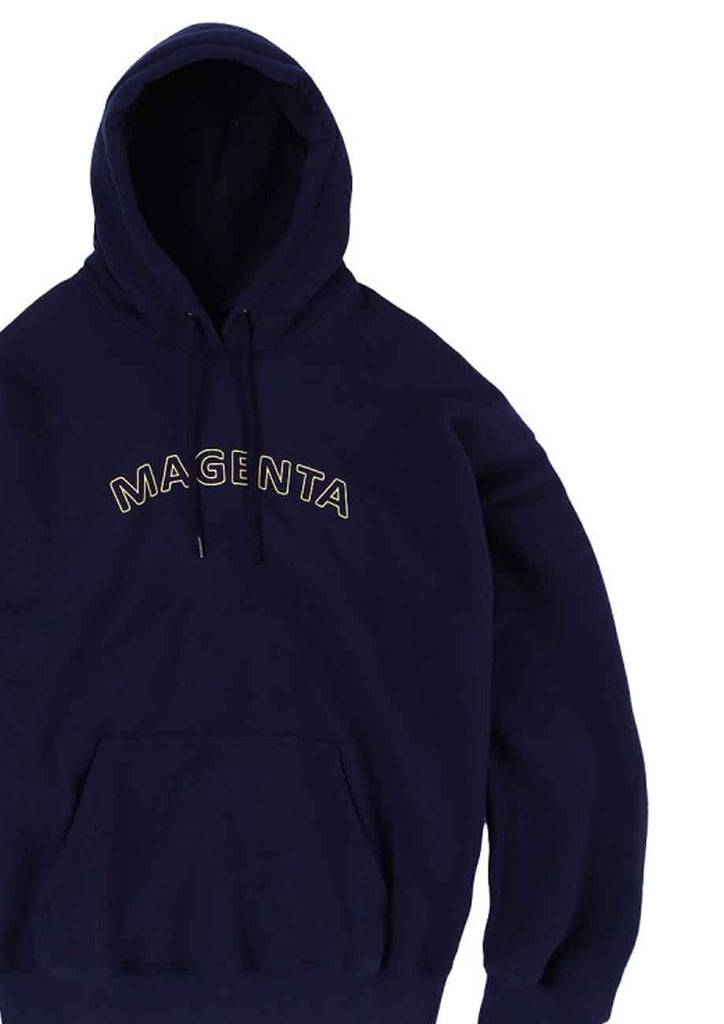 Magenta Script Outline Hooded Sweatshirt Dark Navy  Magenta   