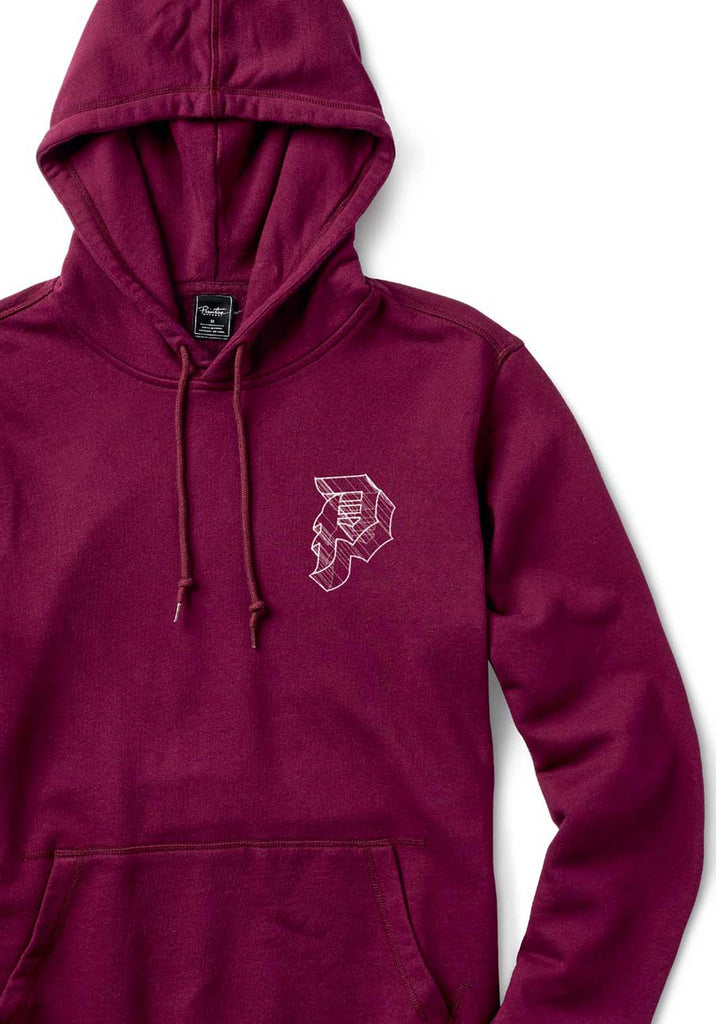 Primitive 3D Dirty P Outline Hood Burgundy  Primitive   