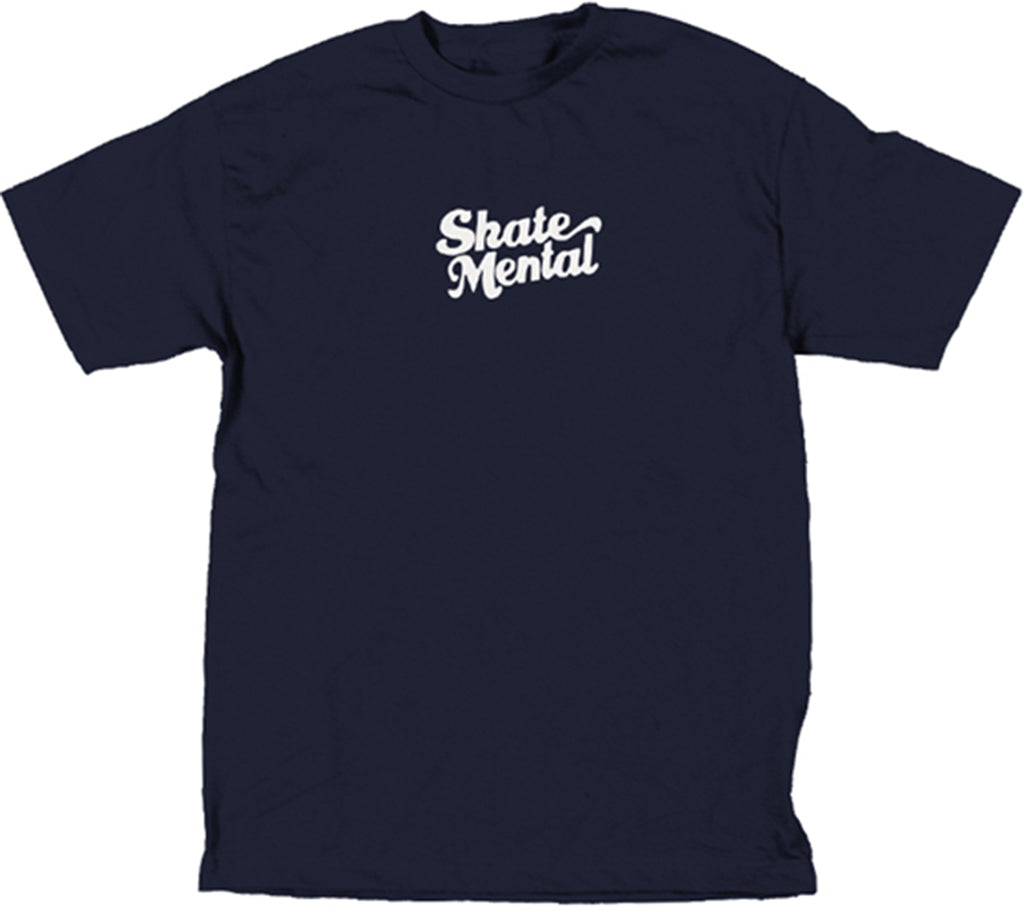 Skate Mental Script Logo Tee Navy  Skate Mental   