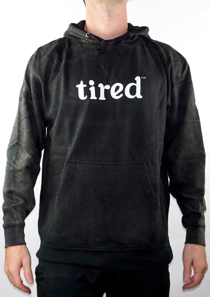 Tired Lowercase Hood Black Acid Wash  Tired   