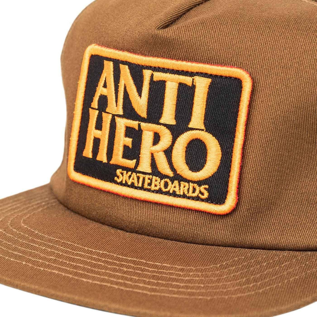 Anti Reserve Patch Snapback Cap Brown Orange Black  Anti Hero   