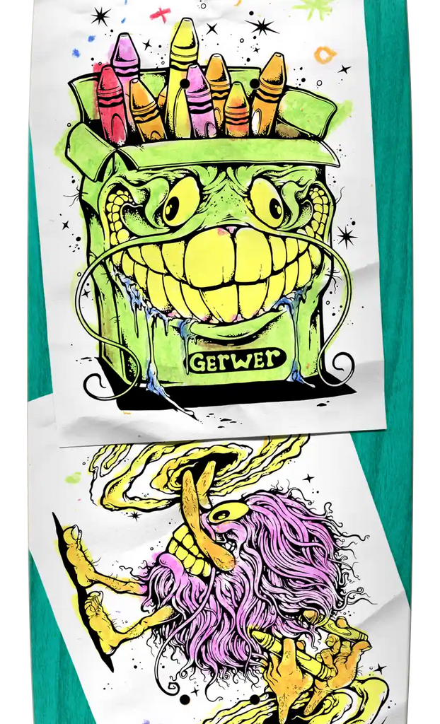Grimple Stix Gerwer Coloring Book 8.75 Flyer Shape Deck  Anti Hero   