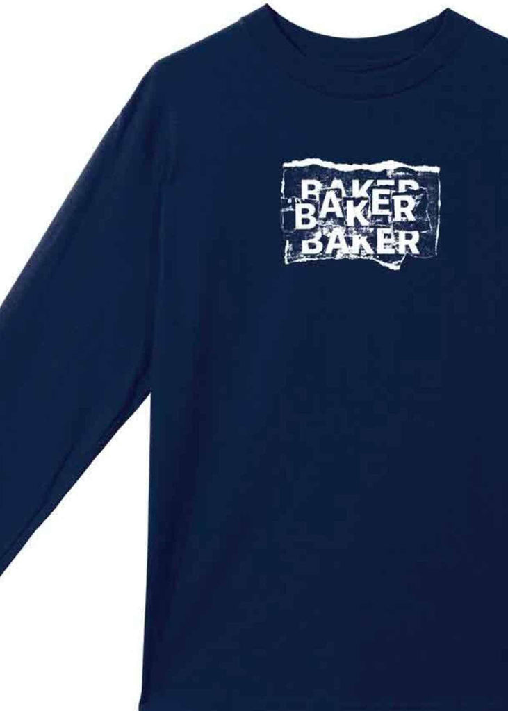 Baker Distressing Longsleeve T-Shirt Navy  Baker   