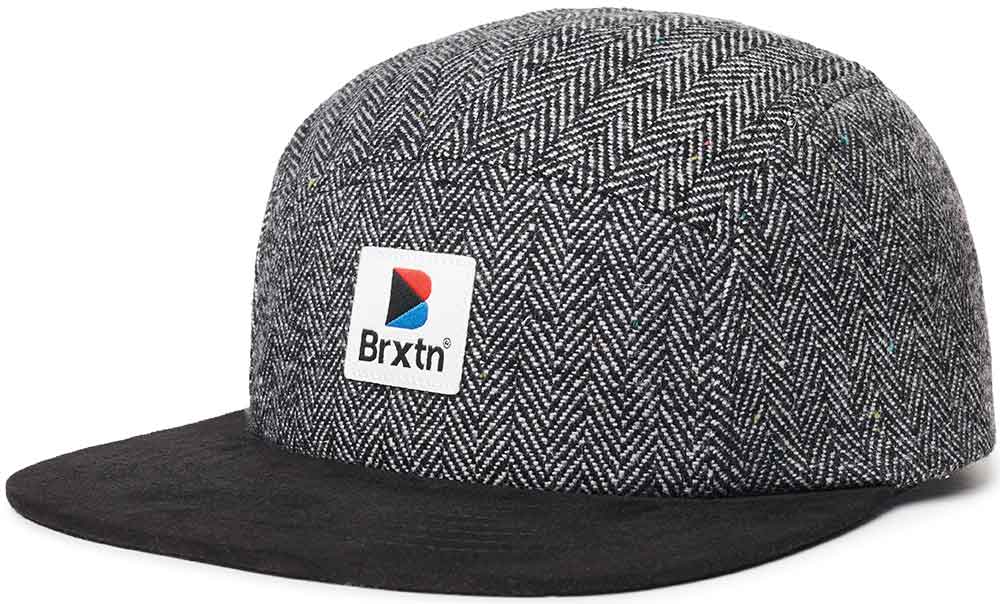 Brixton Stowell 5 Panel Strapback Cap Black Grey  Brixton   