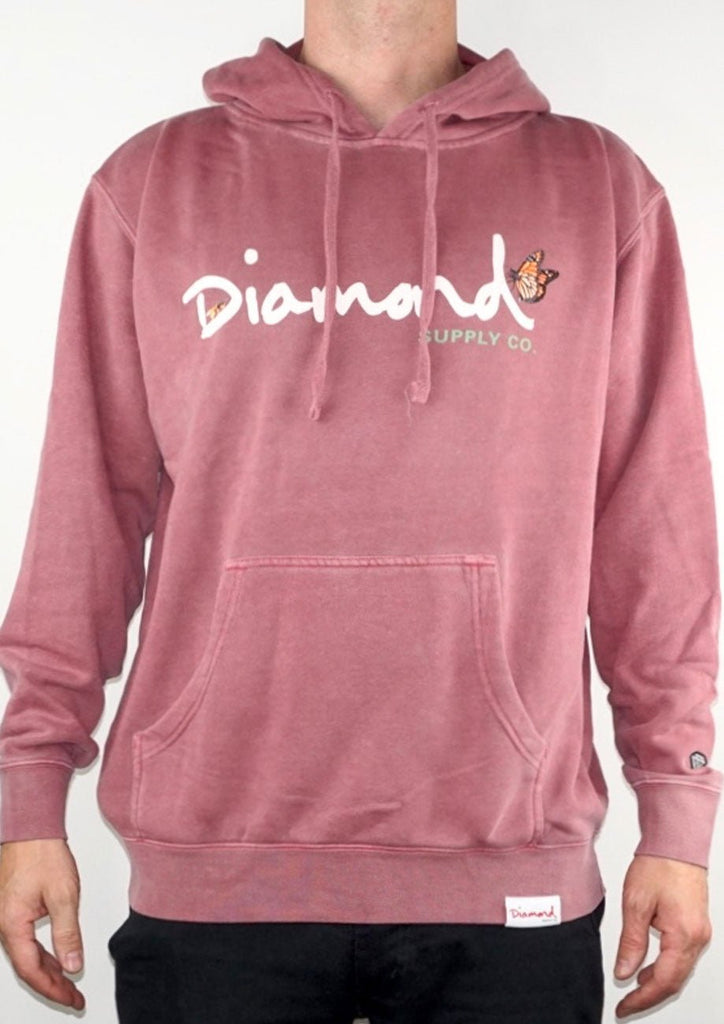 Diamond Paradise Script Hood Maroon  Diamond Supply Co   