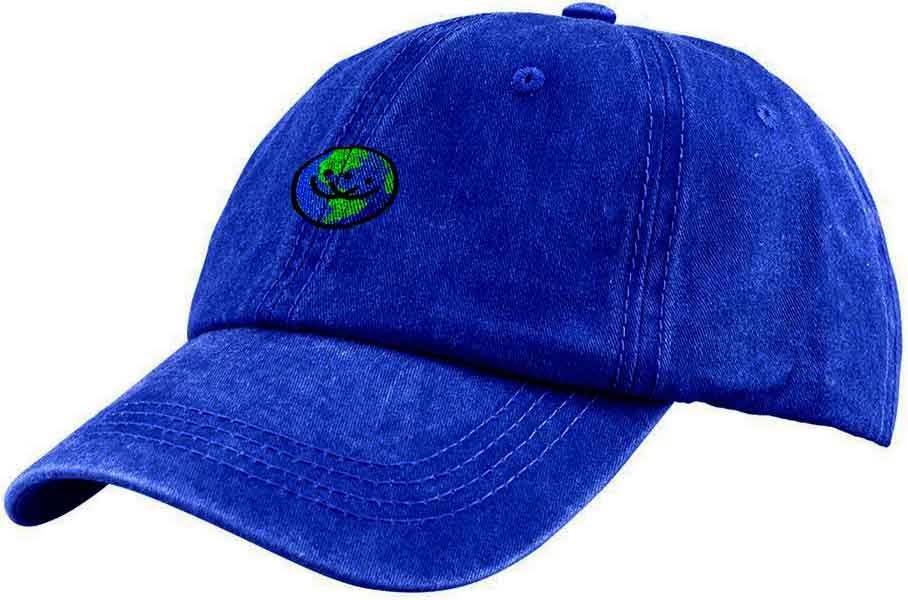 Doubles LTD. Earth Logo Dad Cap Washed Royal  Doubles LTD   