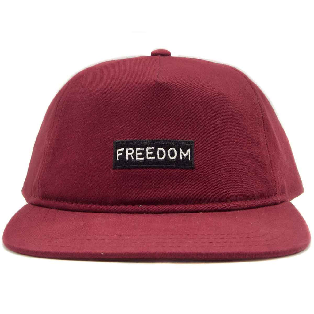 Freedom Label Embroidered Snapback Cap Burgundy  Freedom   