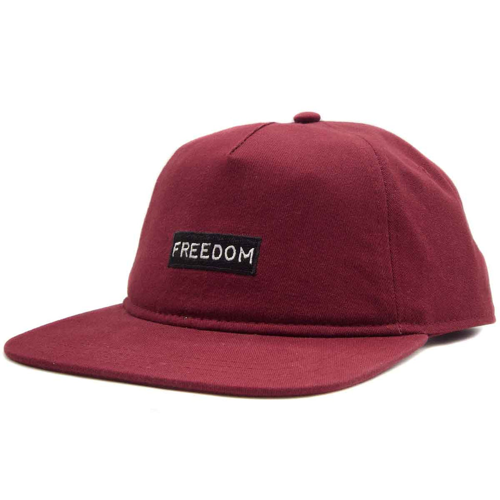 Freedom Label Embroidered Snapback Cap Burgundy  Freedom   