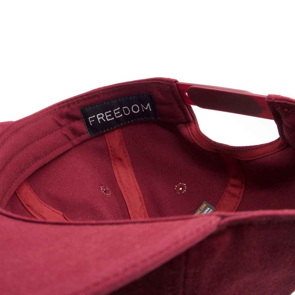 Freedom Label Embroidered Snapback Cap Burgundy  Freedom   