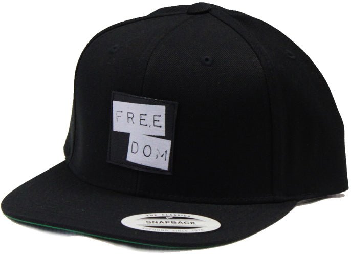 Freedom Stacked Logo Leather Patch Snap Black Black  Freedom   