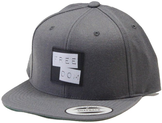 Freedom Stacked Logo Leather Patch Snap Black Dark Grey  Freedom   