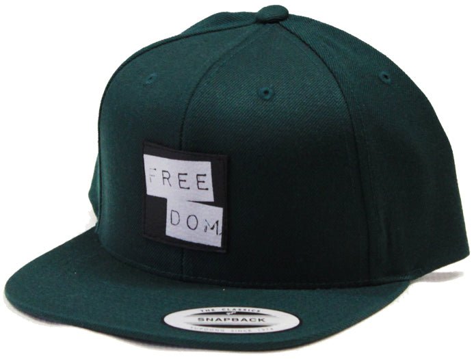 Freedom Stacked Logo Leather Patch Snap Black Petrol Green  Freedom   