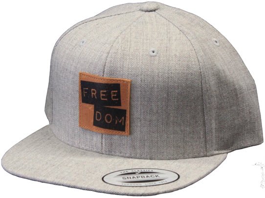 Freedom Stacked Logo Leather Patch Snap Brown Heather Grey  Freedom   