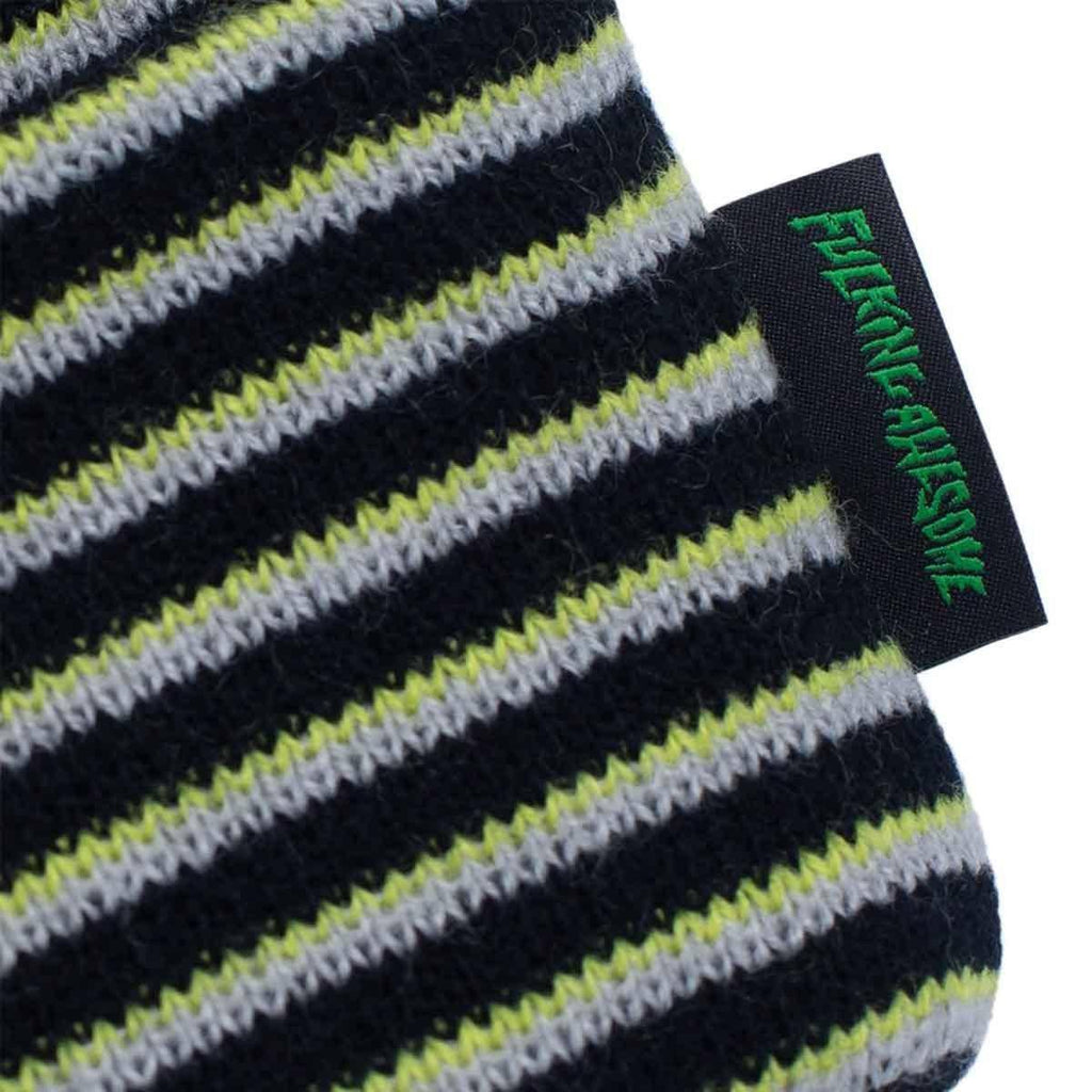 Fucking Awesome Striped Cuff Beanie Neon Green Black  Fucking Awesome   