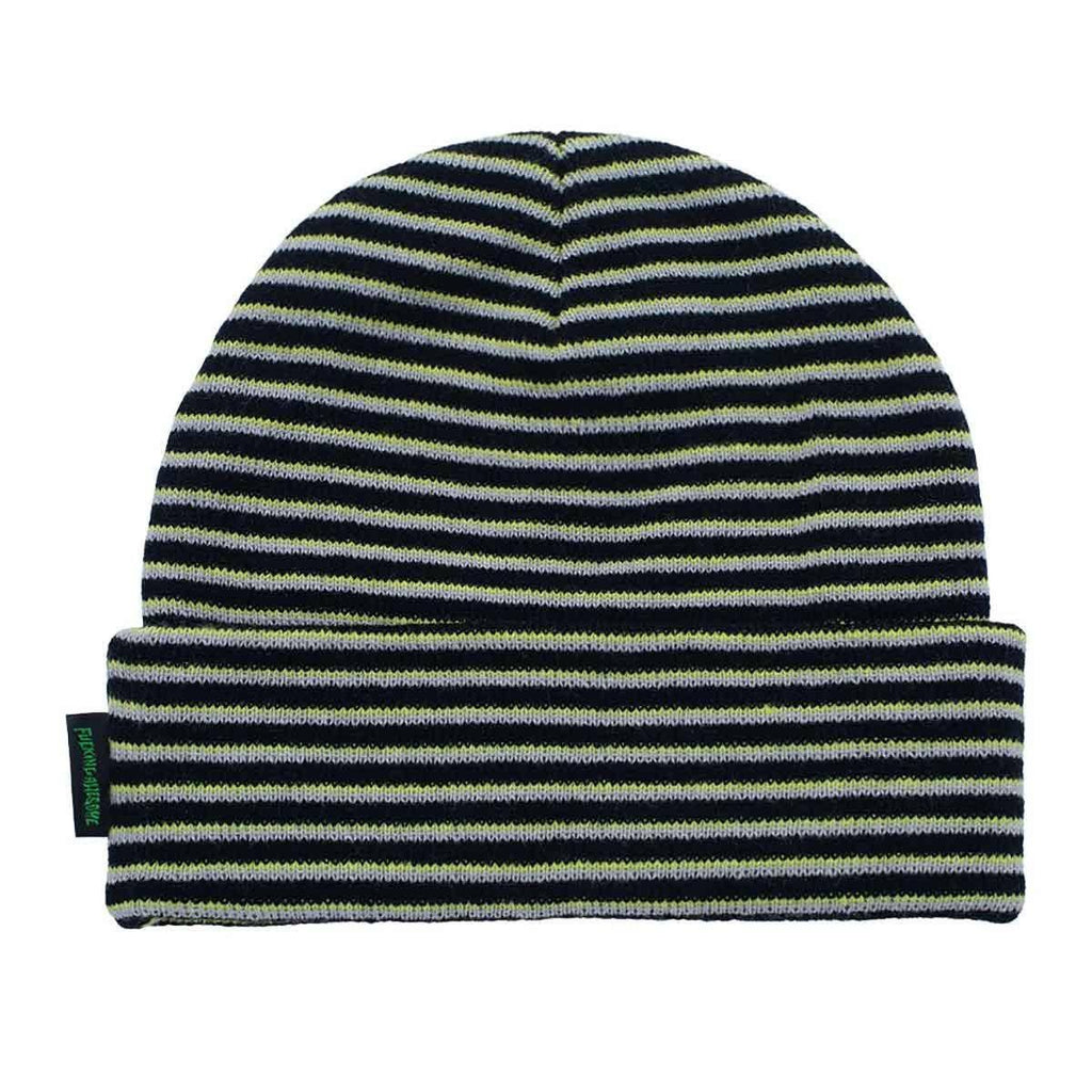 Fucking Awesome Striped Cuff Beanie Neon Green Black  Fucking Awesome   