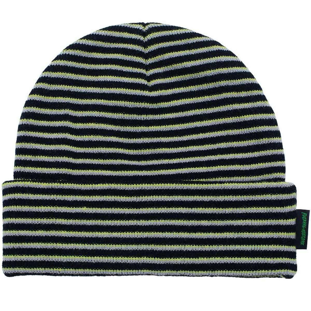 Fucking Awesome Striped Cuff Beanie Neon Green Black  Fucking Awesome   