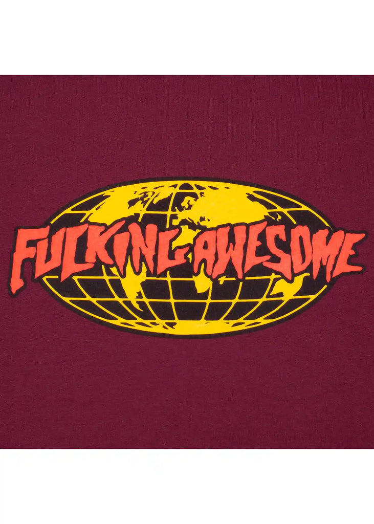 Fucking Awesome World Logo Crewneck Sweater Maroon Handelsware Fucking Awesome   