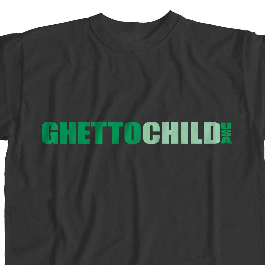 Ghetto Child Classic USA T-Shirt Black Green  Ghetto Child   