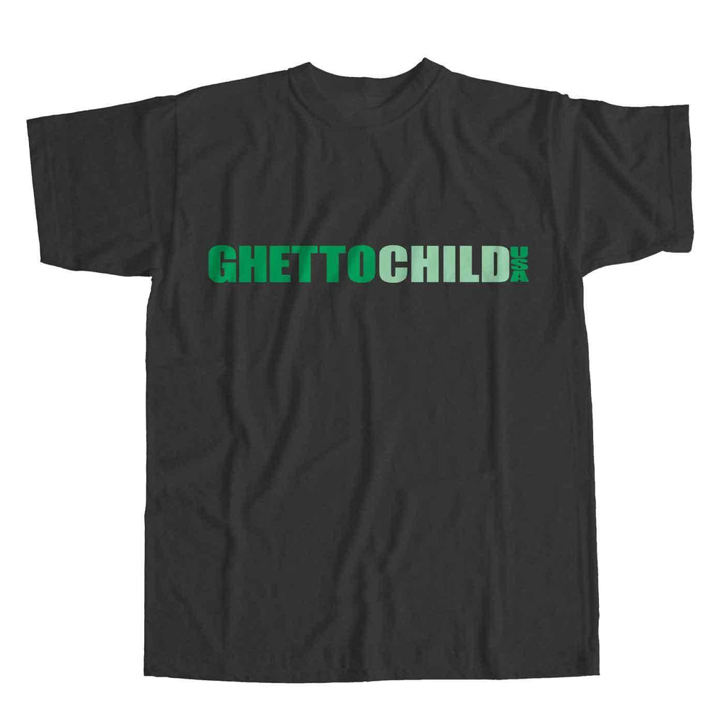 Ghetto Child Classic USA T-Shirt Black Green  Ghetto Child   