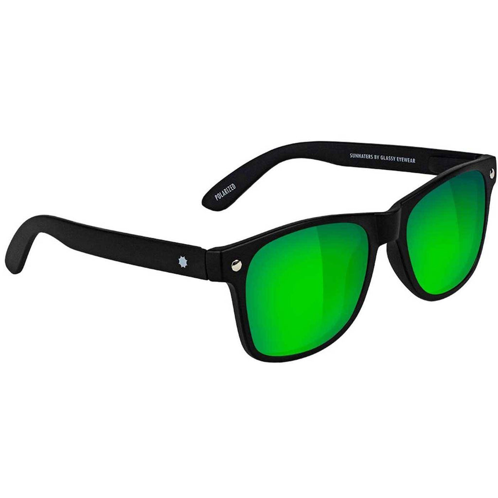 Glassy Leonard Polarized Sonnenbrille Matte Black Green Mirror  Glassy Eyewear   