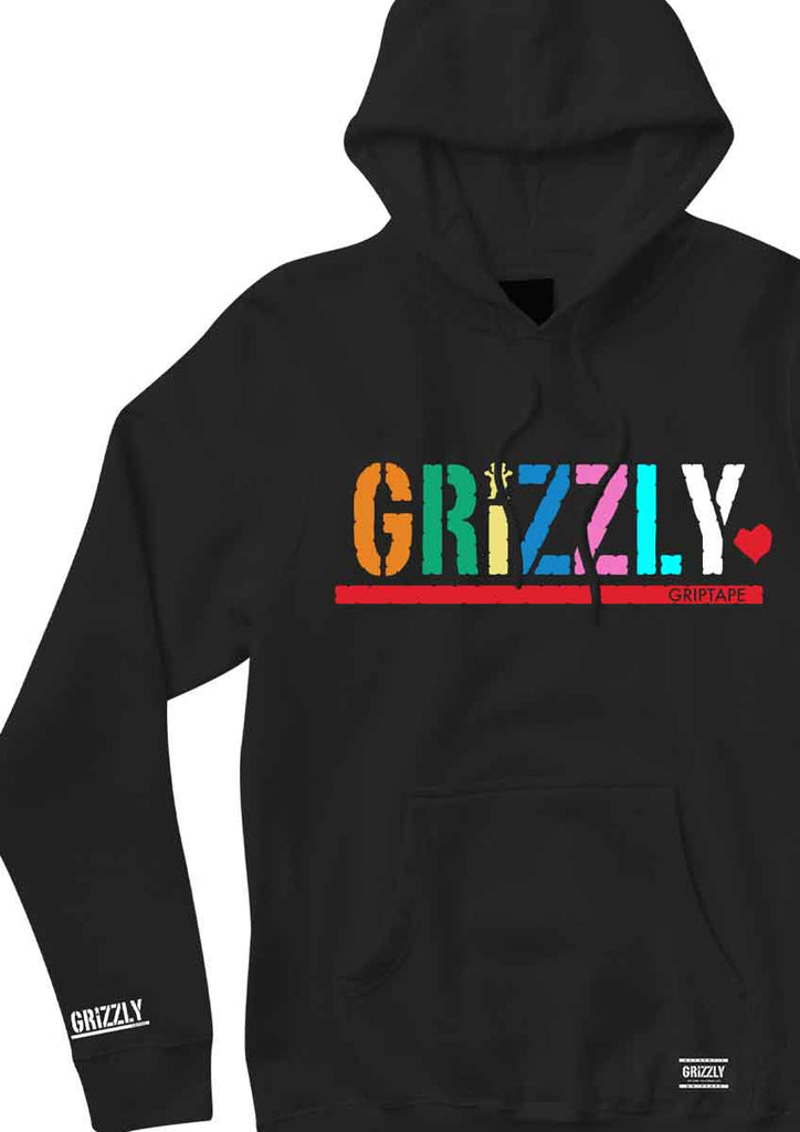 Grizzly Color Block Stamp Hooded Sweatshirt Black  Grizzly   