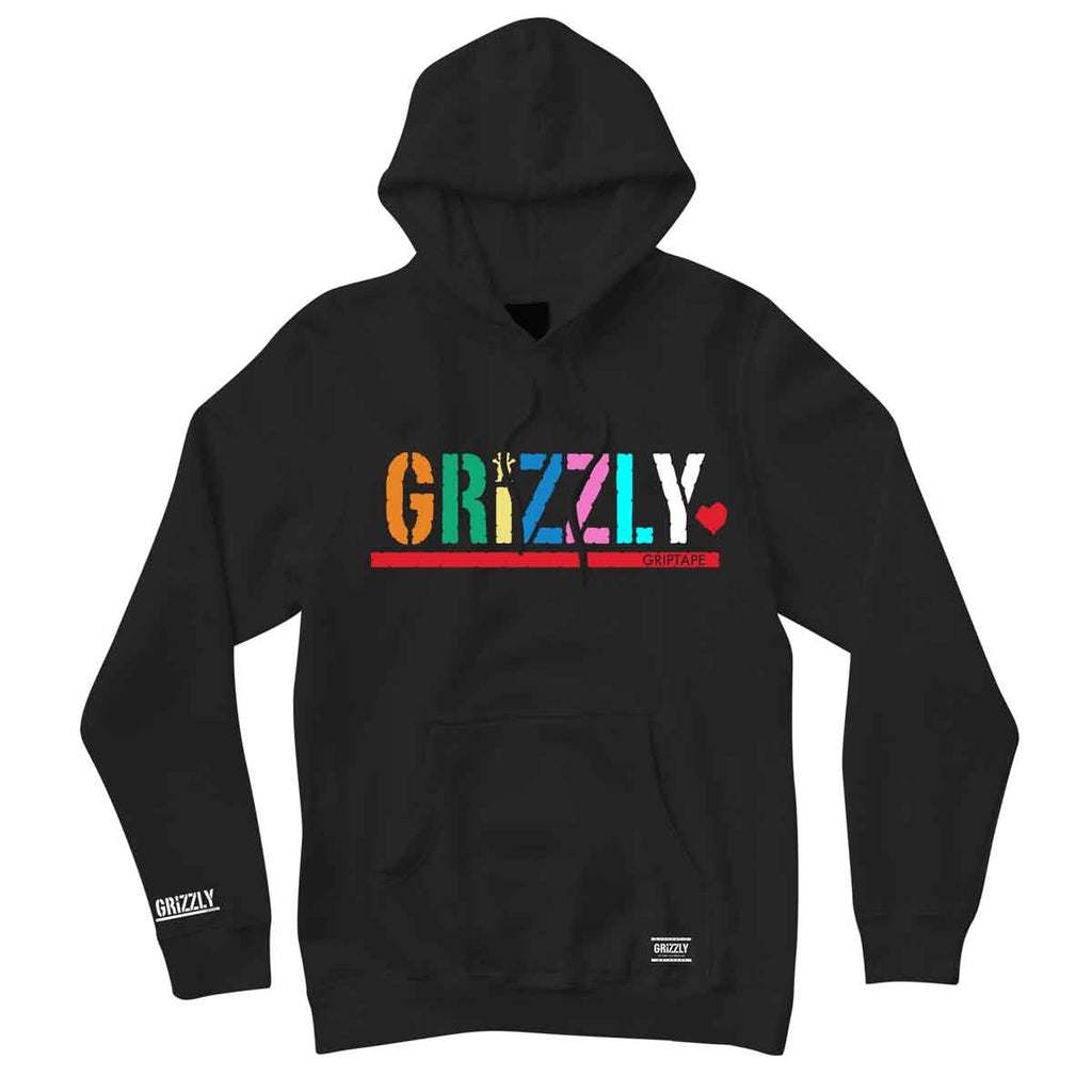Grizzly Color Block Stamp Hooded Sweatshirt Black  Grizzly   