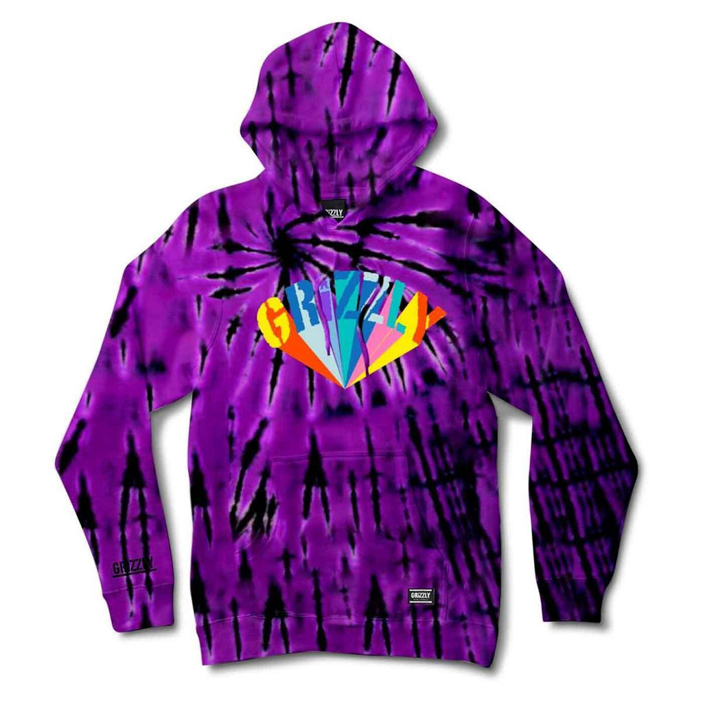 Grizzly Color Wheel Hooded Sweatshirt Purple Tie Dye  Grizzly   