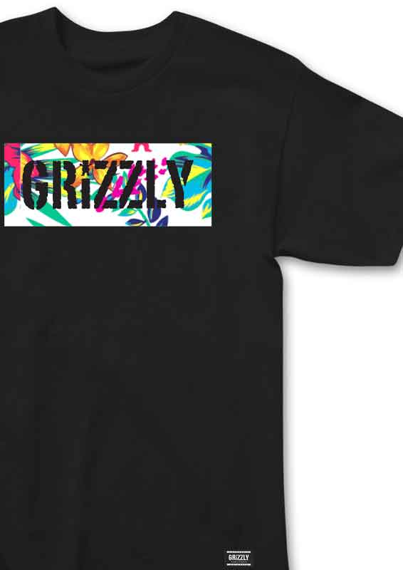 Grizzly Maui Box Logo T-Shirt Black  Grizzly   