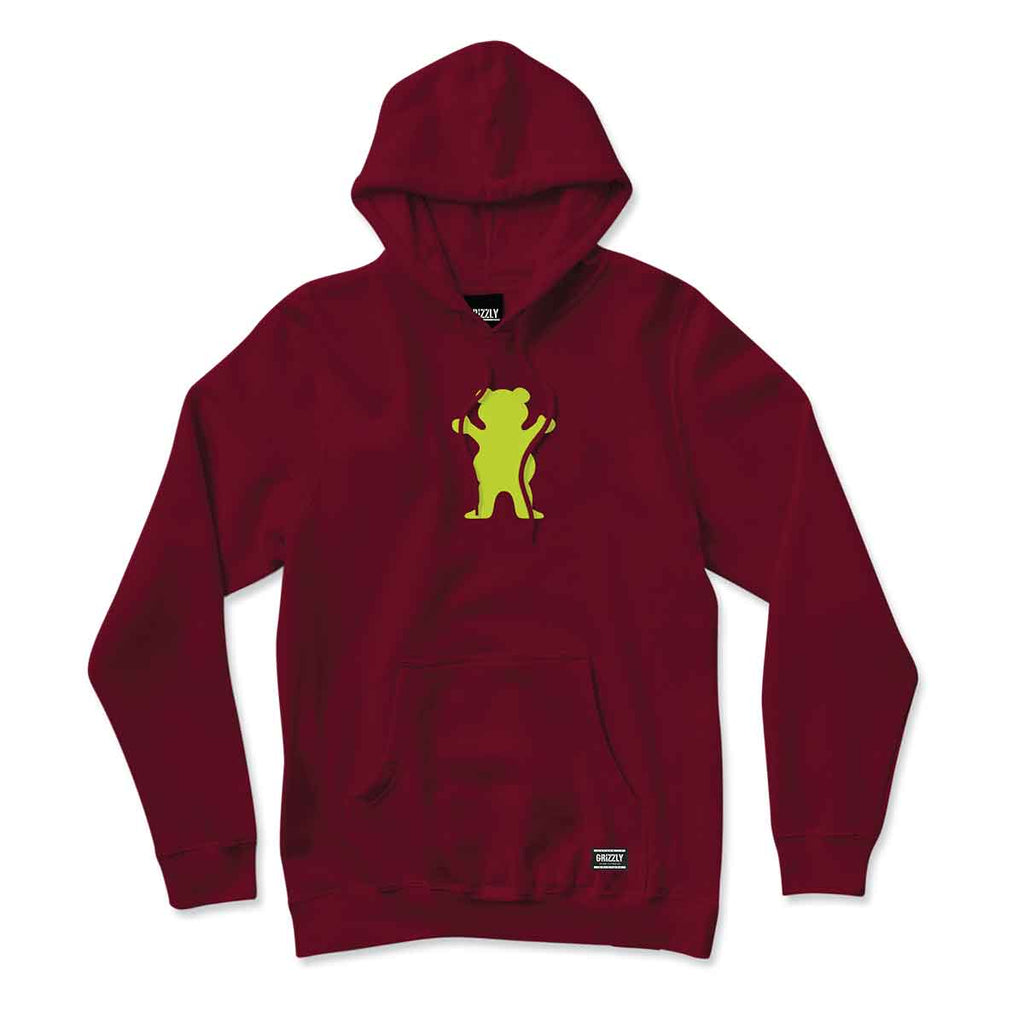 Grizzly OG Bear Sweatshirt Burgundy Yellow  Grizzly   