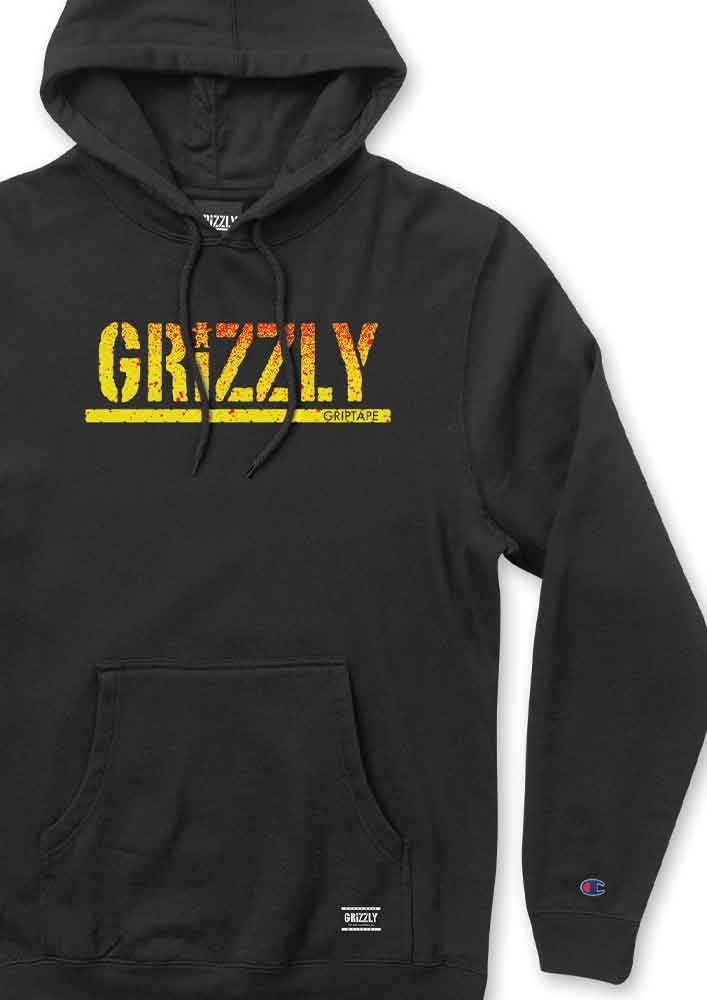 Grizzly Stamp Fadeaway Hooded Sweatshirt Black  Grizzly   