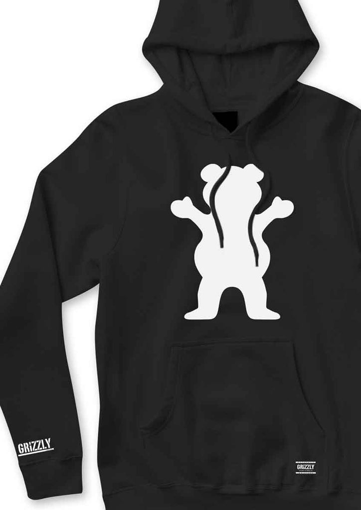 Grizzly OG Bear Hooded Sweatshirt Black White  Grizzly   