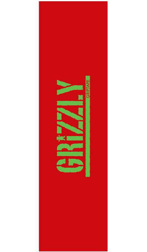 Grizzly Stamped Necessities Griptape Red Lime  Grizzly   