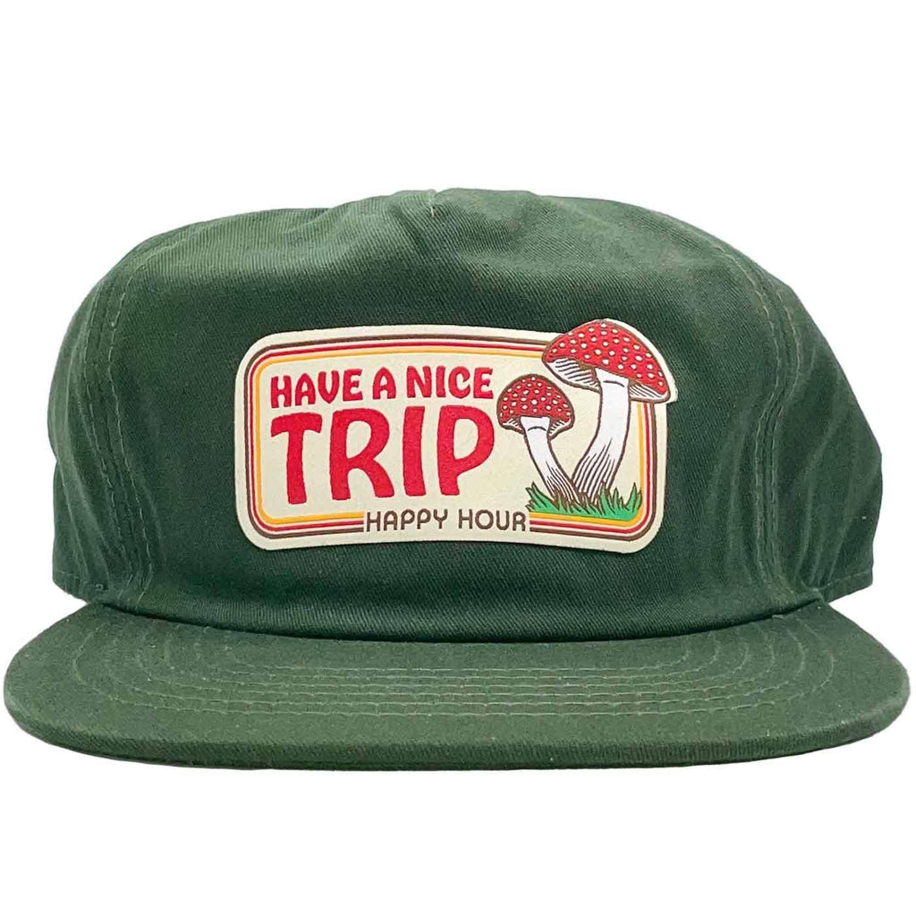 Happy Hour Have A Nice Trip Snapback Cap Forest Green  Happy Hour   