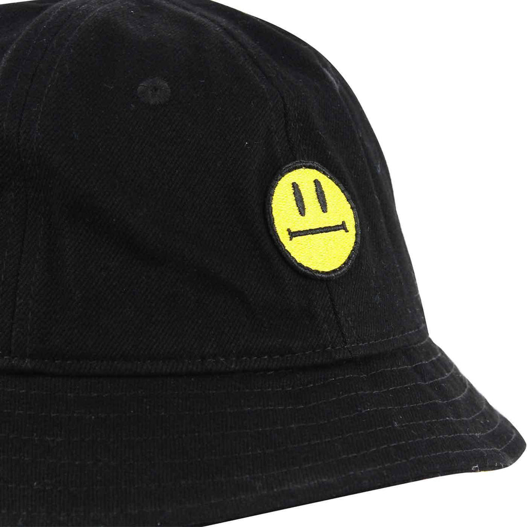 Helas Smiley Denim Bucket Hat Black  Helas   