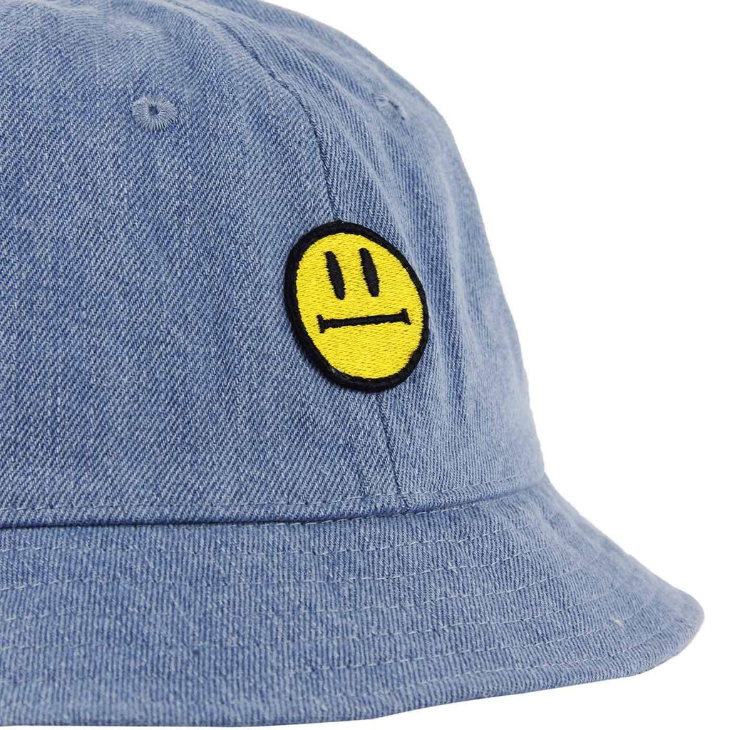 Helas Smiley Denim Bucket Hat Light Blue  Helas   