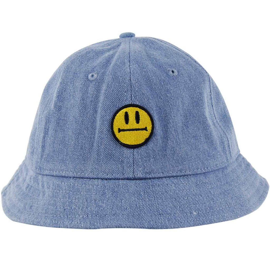 Helas Smiley Denim Bucket Hat Light Blue  Helas   