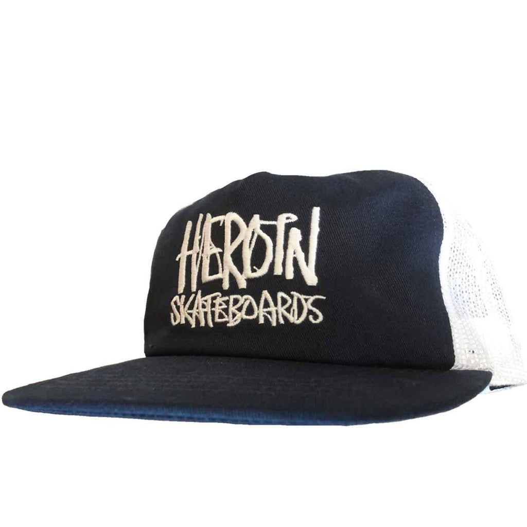 Heroin Script Trucker Cap Navy White  Heroin Skateboards   