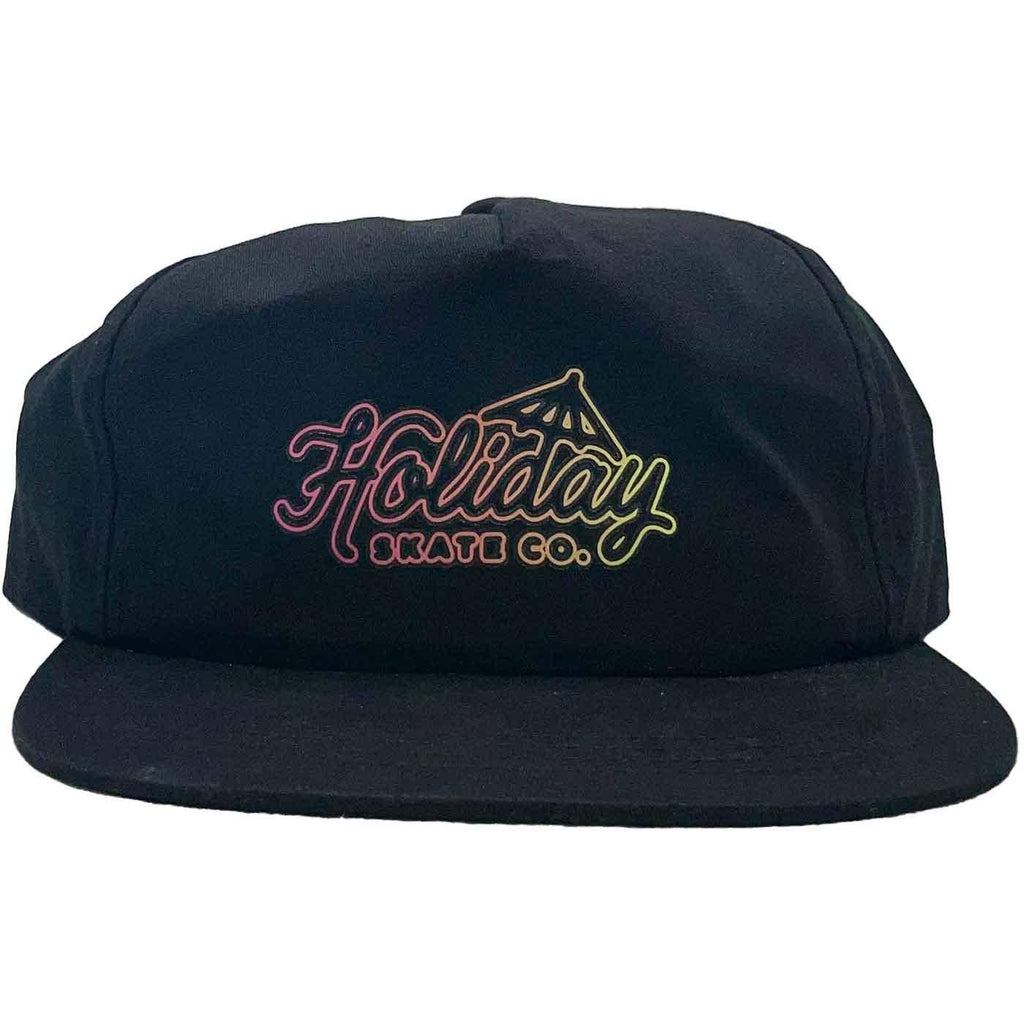 Holiday Skate Co. Logo Snap Back Cap Black  Holiday Skate Co   