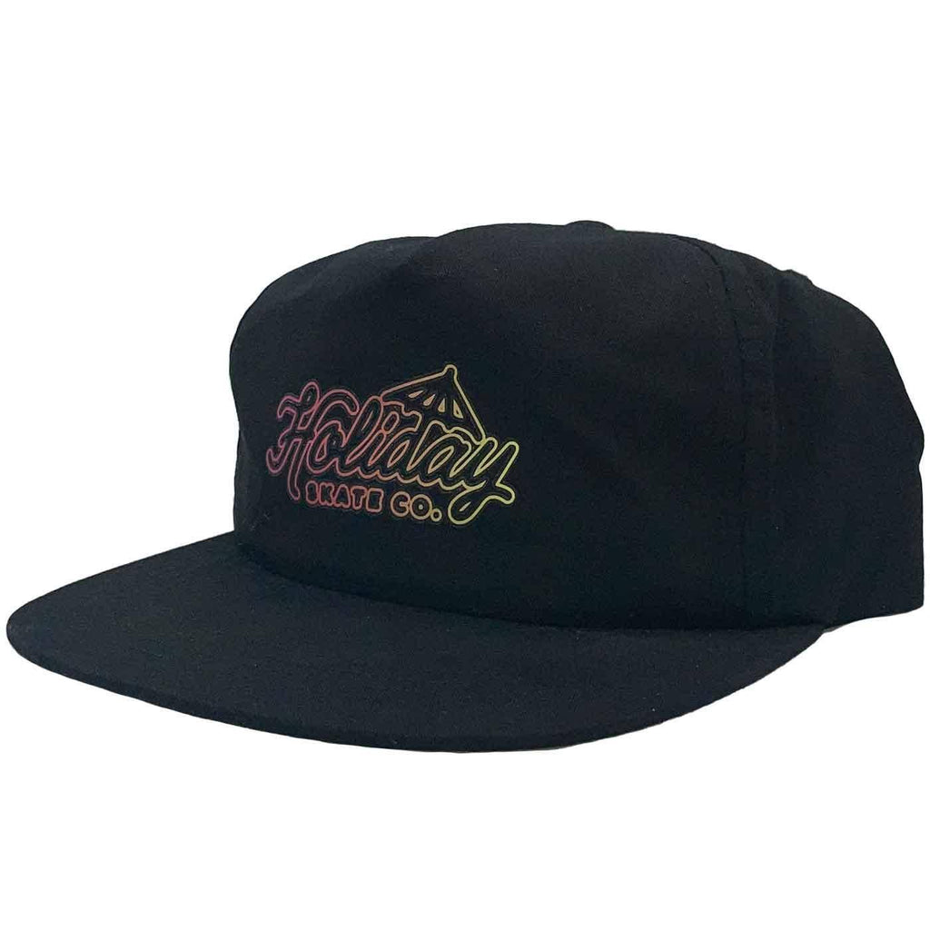 Holiday Skate Co. Logo Snap Back Cap Black  Holiday Skate Co   