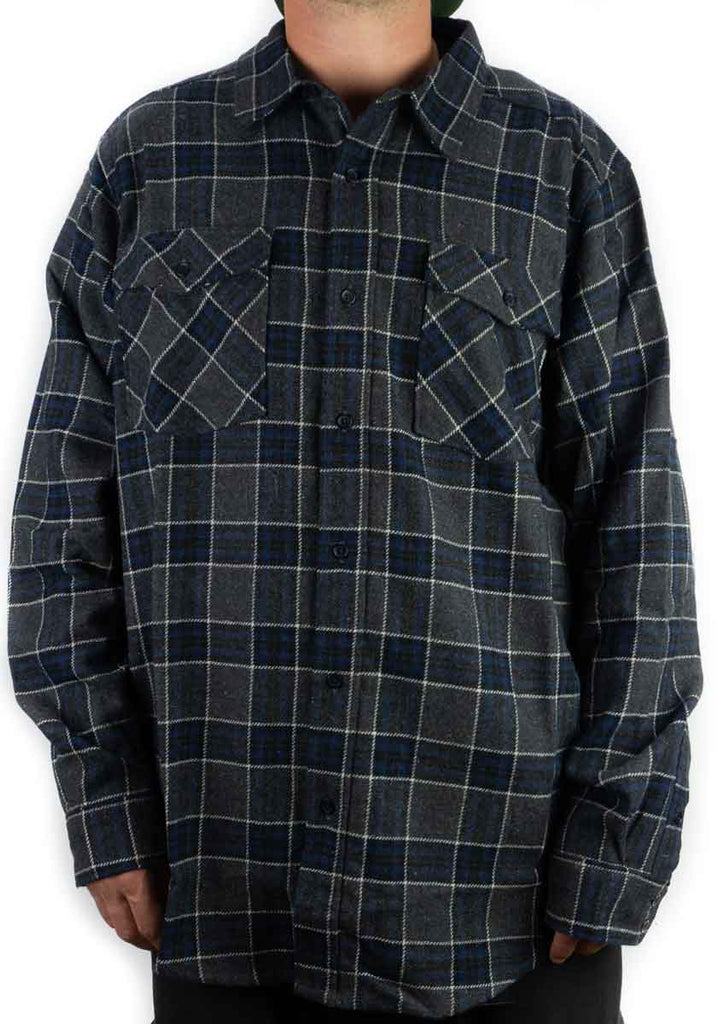 Independent Hatched Flannel Shirt Navy Plaid  Independent   