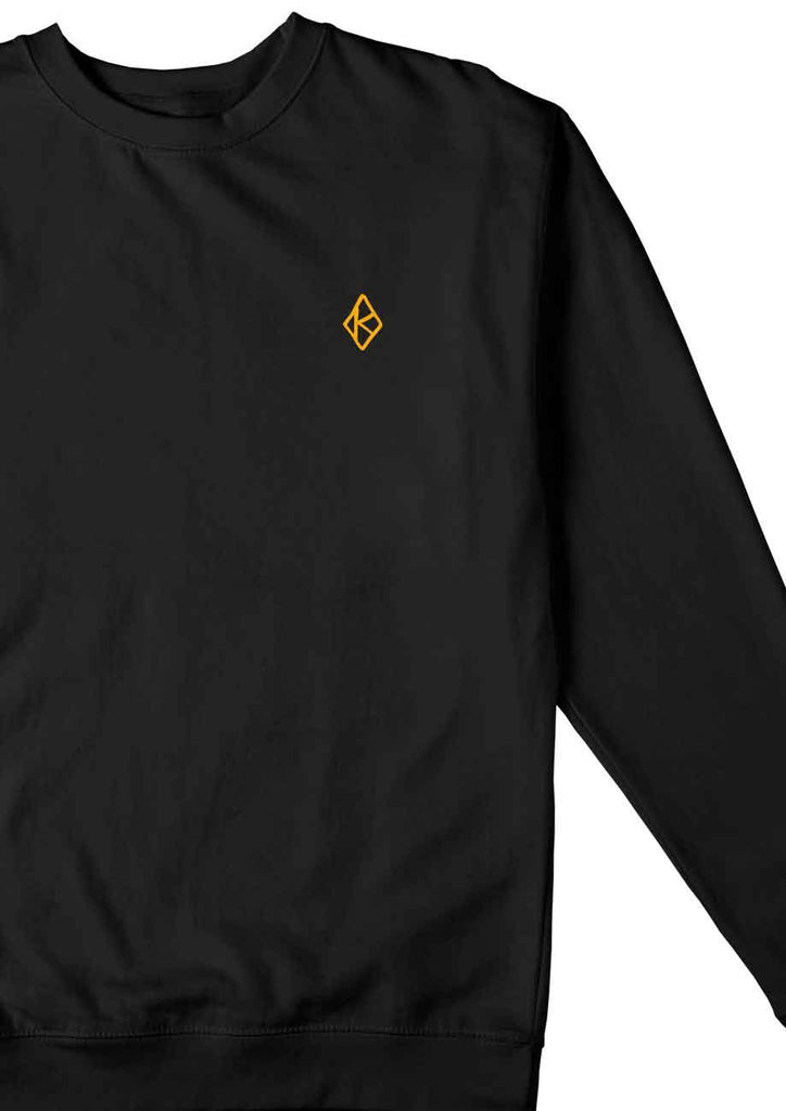 Krooked Diamond K Embroidered Crewneck Sweatshirt Black Gold  Krooked   