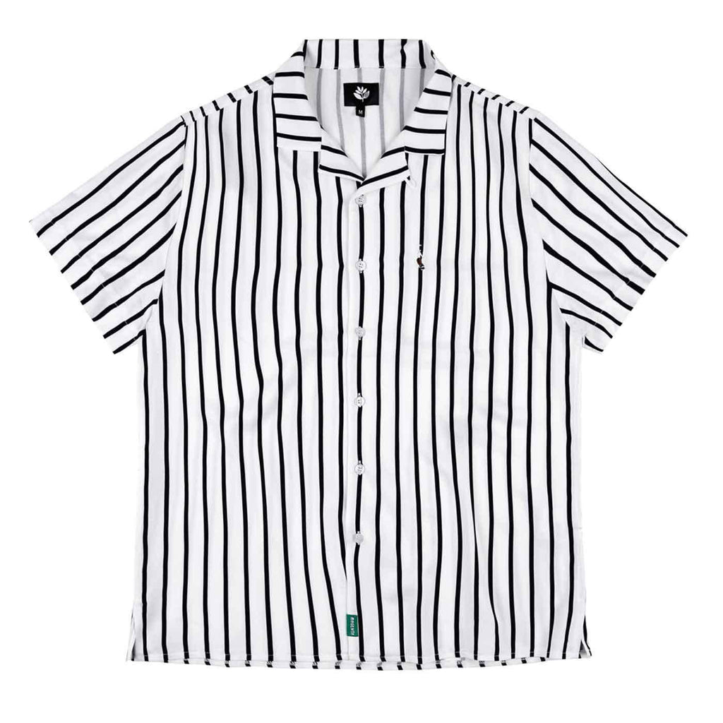 Magenta PWS Stripe Summer Shirt White Black  Magenta   