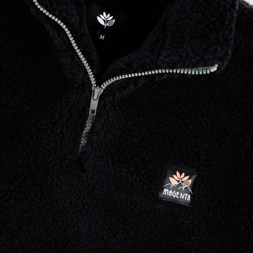 Magenta MTN Crew Polar Fleece Sweater Black  Magenta   