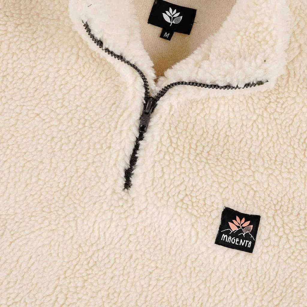 Magenta MTN Crew Polar Fleece Sweater Natural  Magenta   