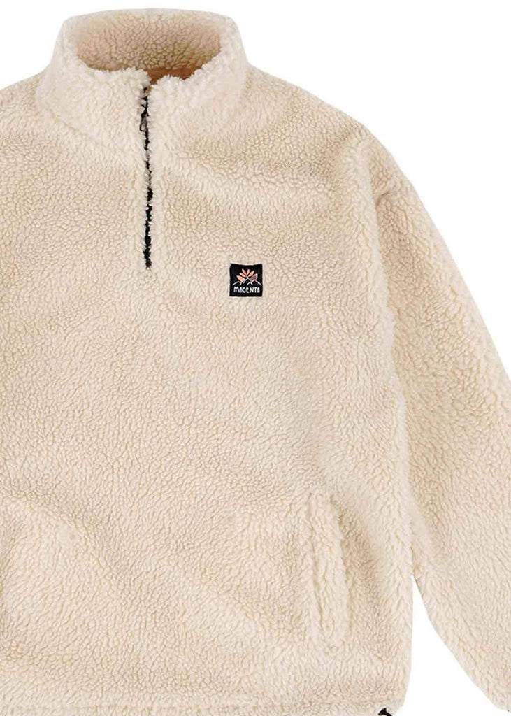 Magenta MTN Crew Polar Fleece Sweater Natural  Magenta   