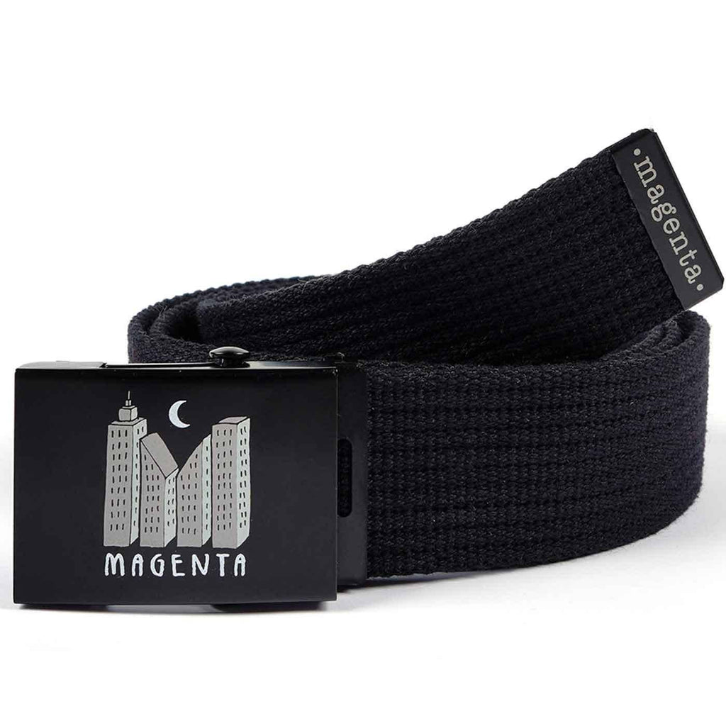 Magenta Skyline Buckle Up Web Belt Black  Magenta   