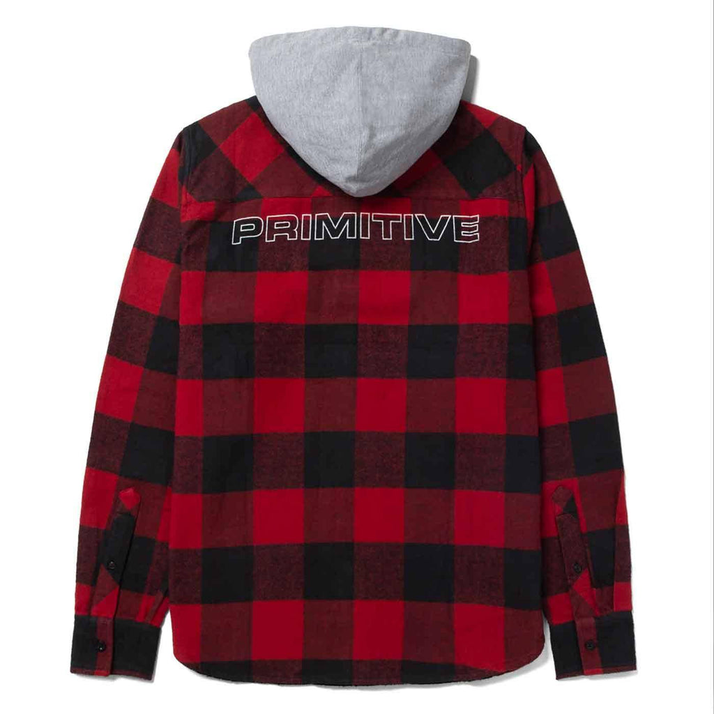 Primitive Two-Fer Hooded Flannel Shirt Red  Primitive   