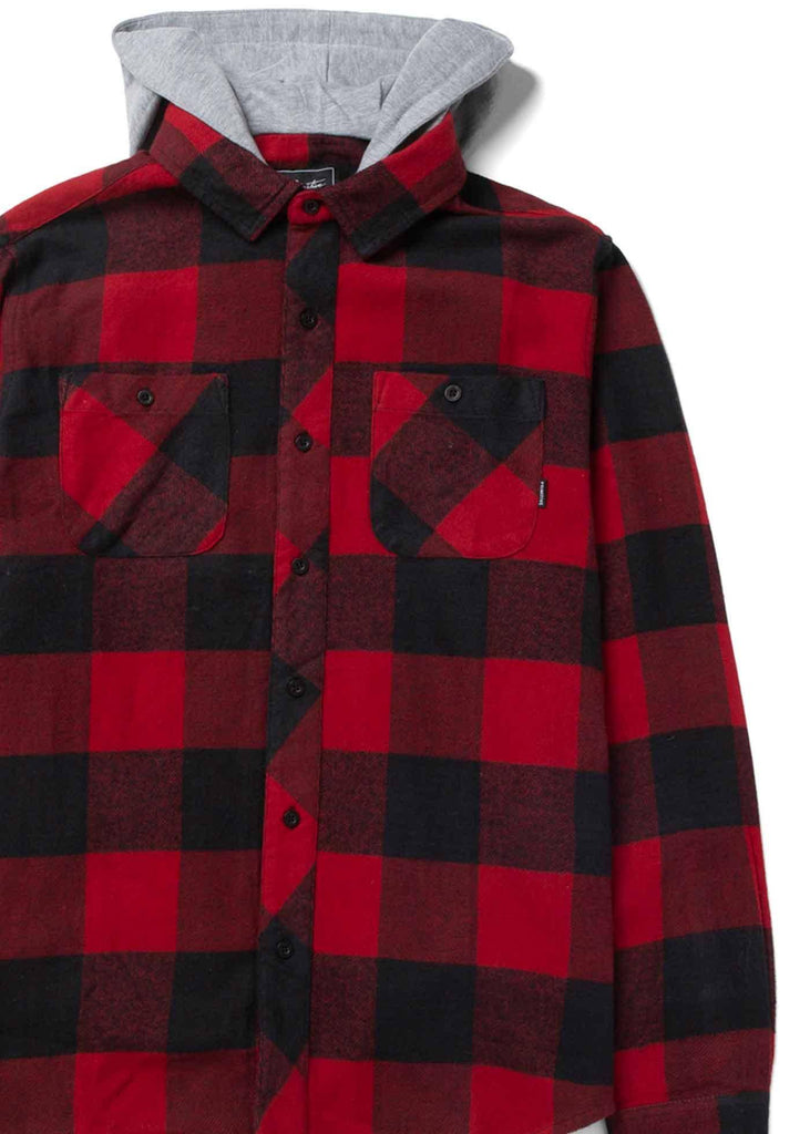 Primitive Two-Fer Hooded Flannel Shirt Red  Primitive   