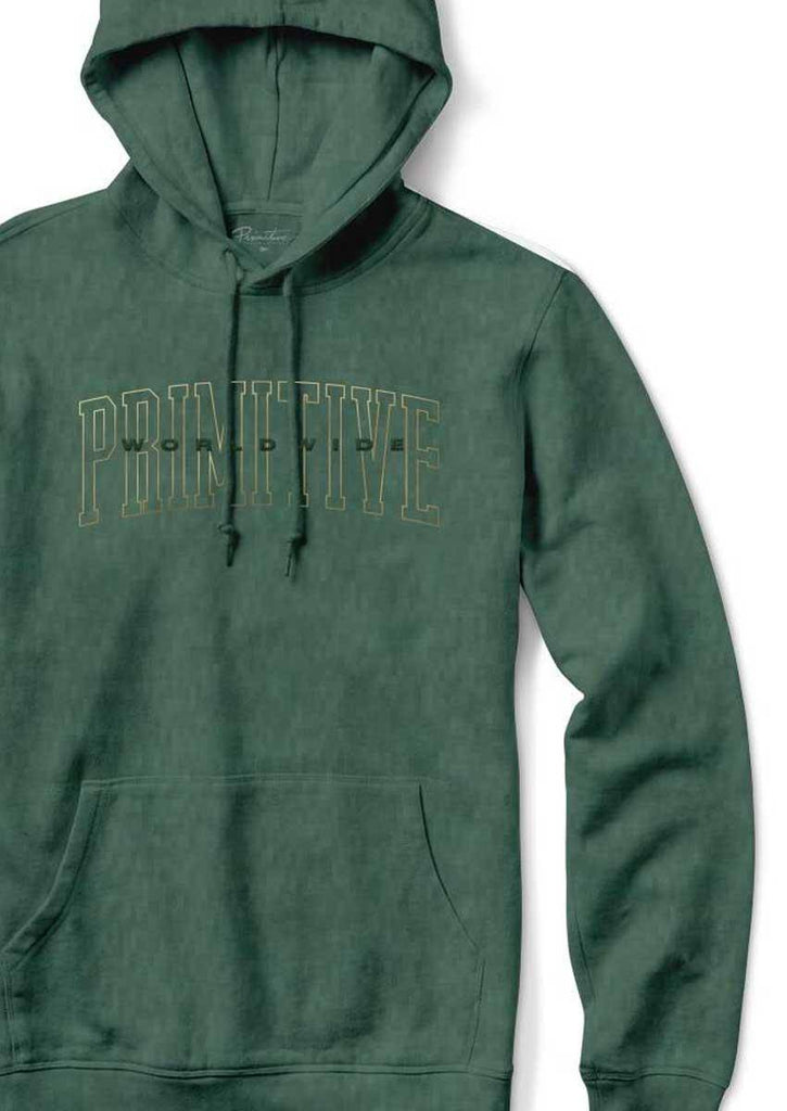 Primitive Collegiate Worldwide Pigment Dyed Hooded Sweatshirt Dark Green  Primitive   